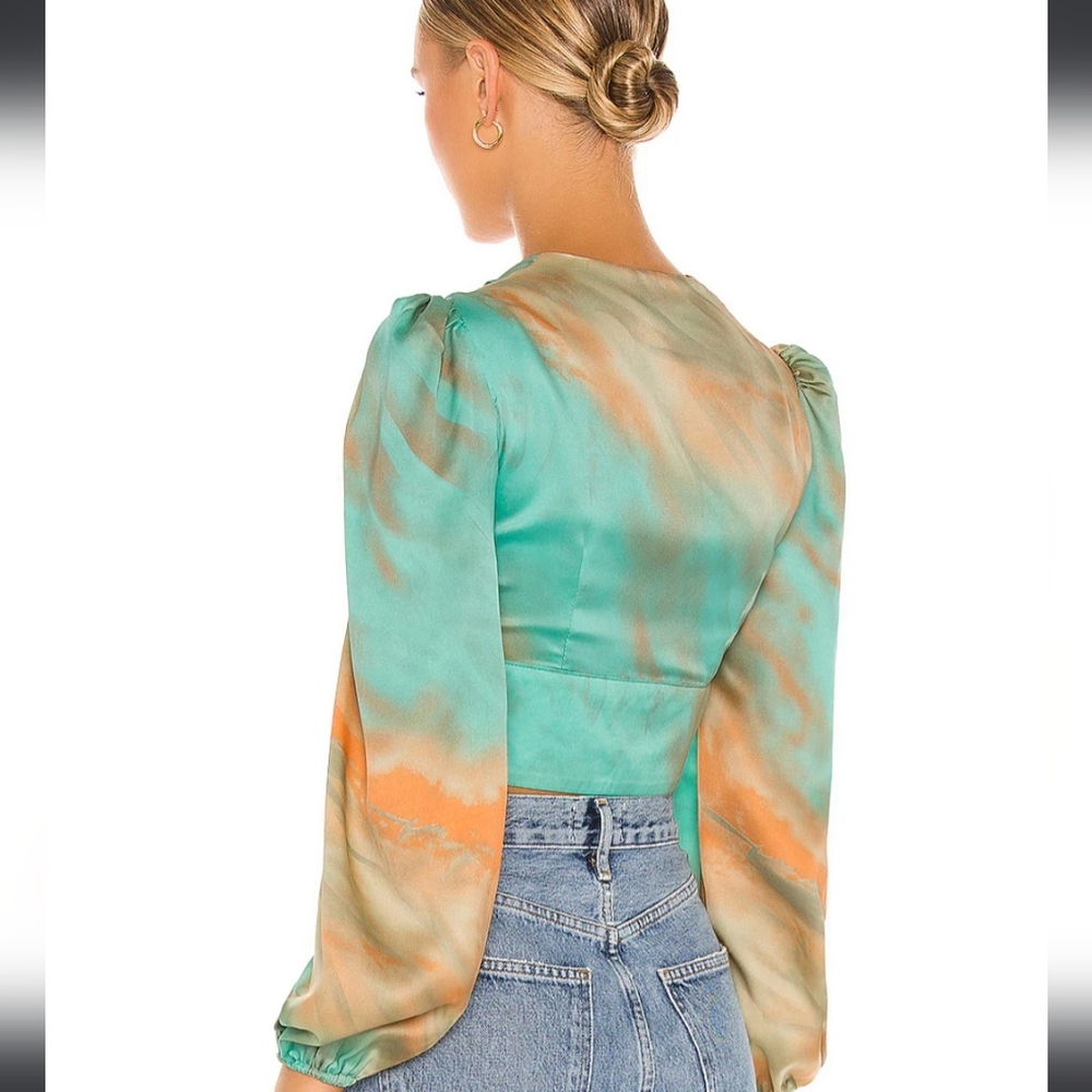 Eleen Blouson Top in Teal Multisuperdown size small - Picture 2 of 3
